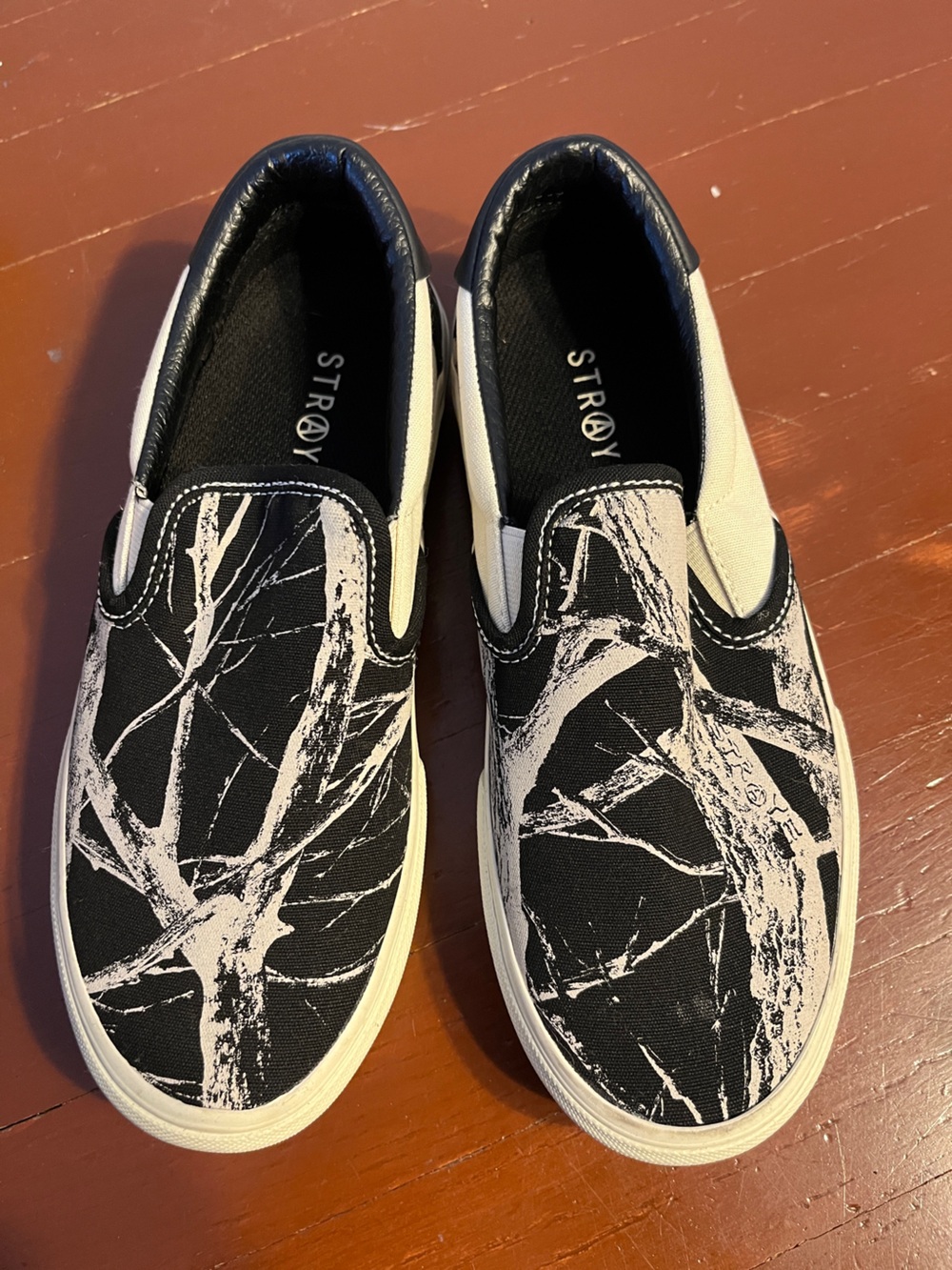 STRAY Kids' Slip-On Sneakers in Tree Camo Black & White